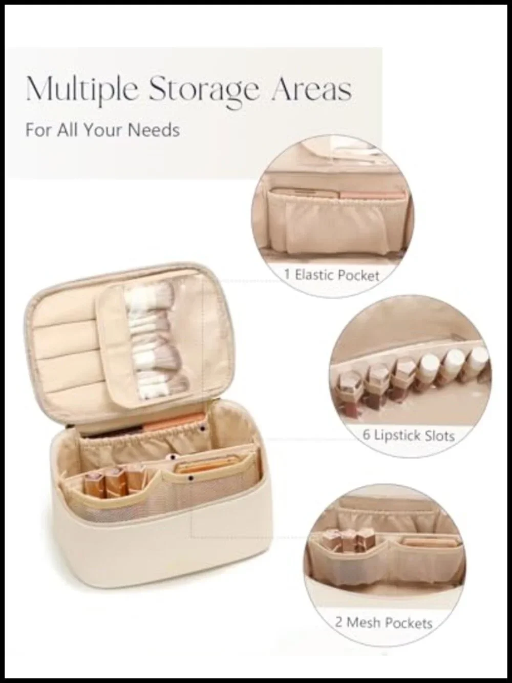 Waterproof PU Leather Large Capacity Cosmetic Bag with Handle and Divider